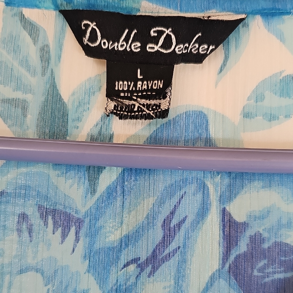 Double Decker Lightweight Beaded Sequins Blue Floral Embellished Tunic Large - Picture 3 of 11
